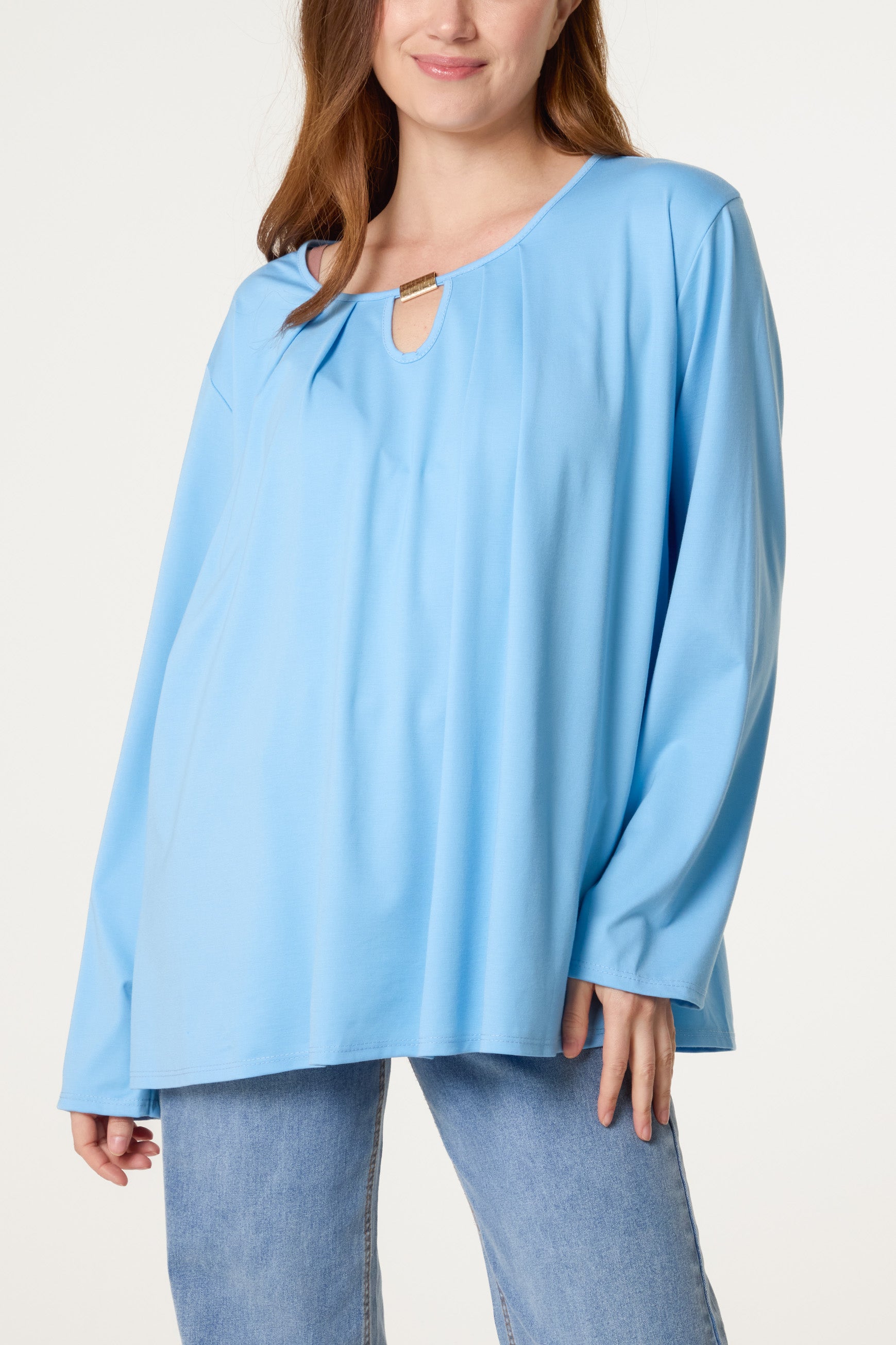 Gold Detail Keyhole Jersey Top