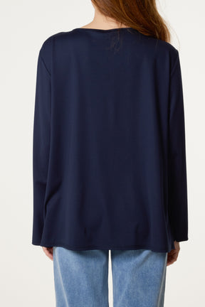 Gold Detail Keyhole Jersey Top
