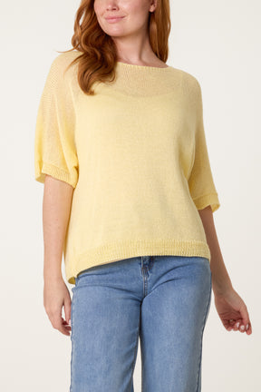 Fine Knit Net Short Sleeve Top