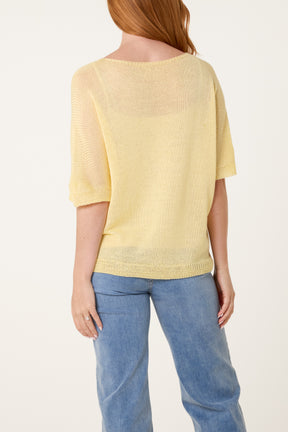 Fine Knit Net Short Sleeve Top