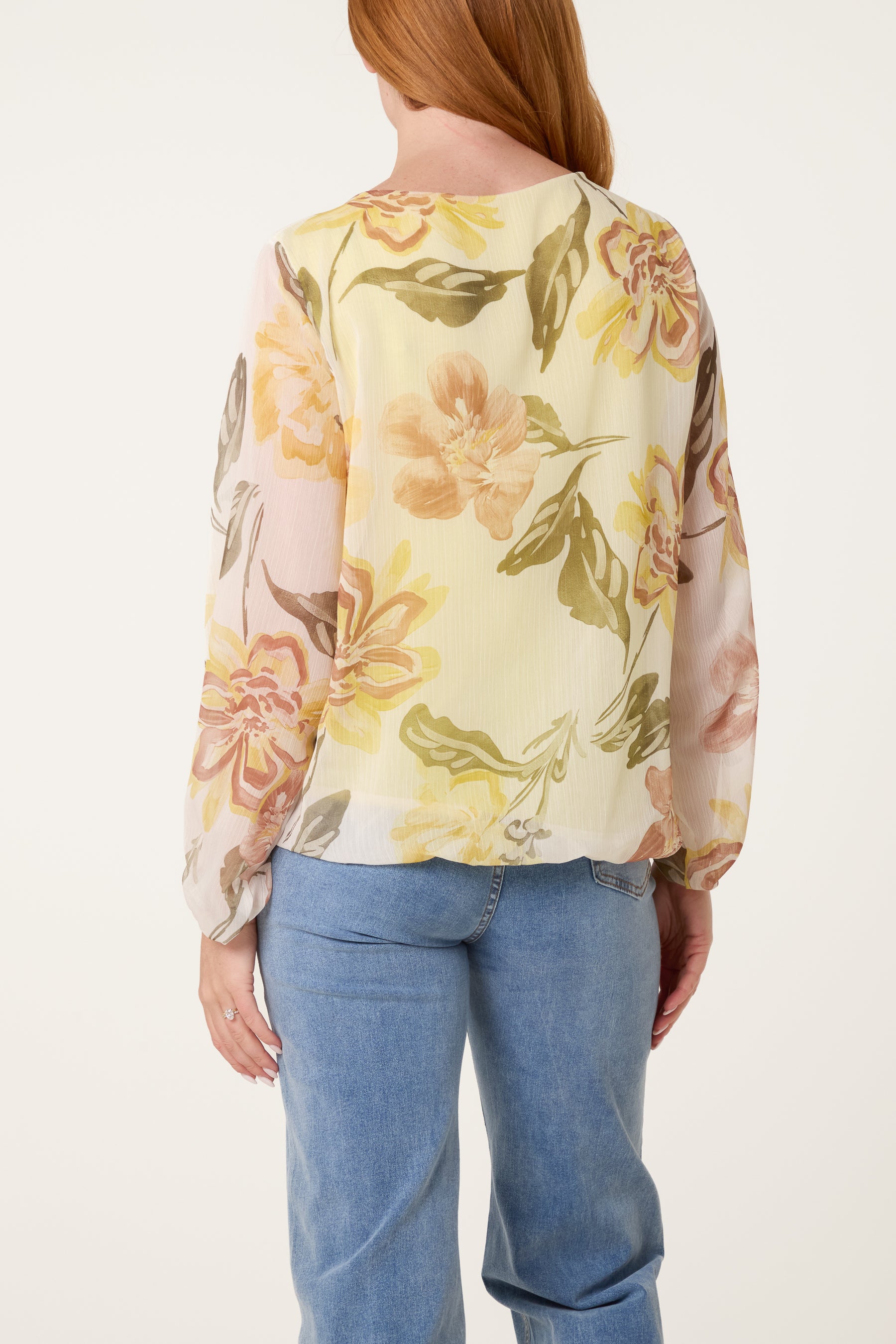 Floral Print Scoop Neck Blouse