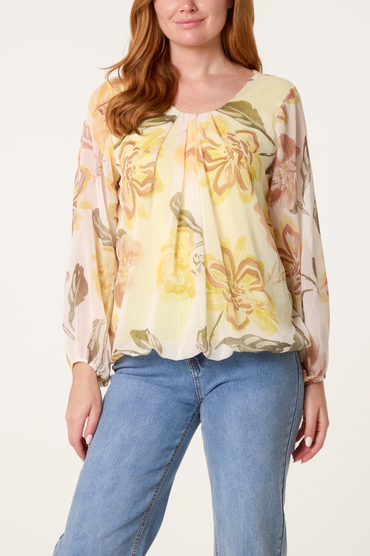 Floral Print Scoop Neck Blouse