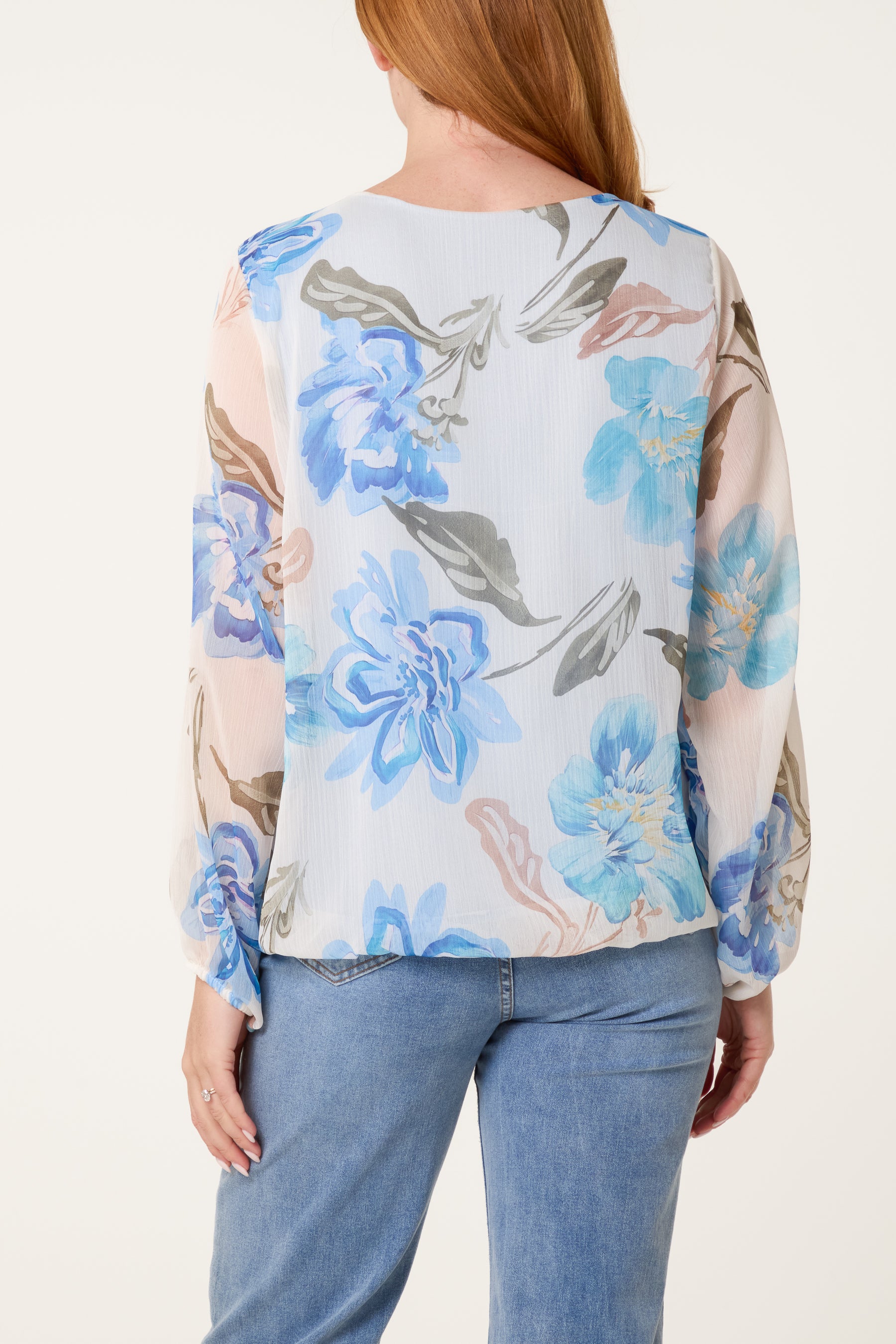Floral Print Scoop Neck Blouse