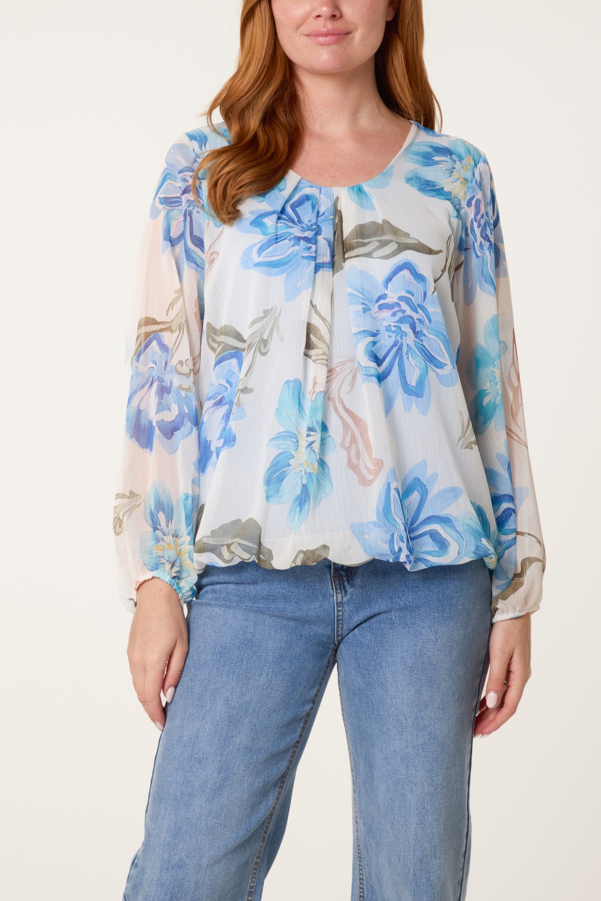 Floral Print Scoop Neck Blouse