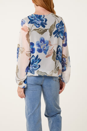 Floral Print Scoop Neck Blouse