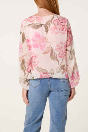 Floral Print Scoop Neck Blouse