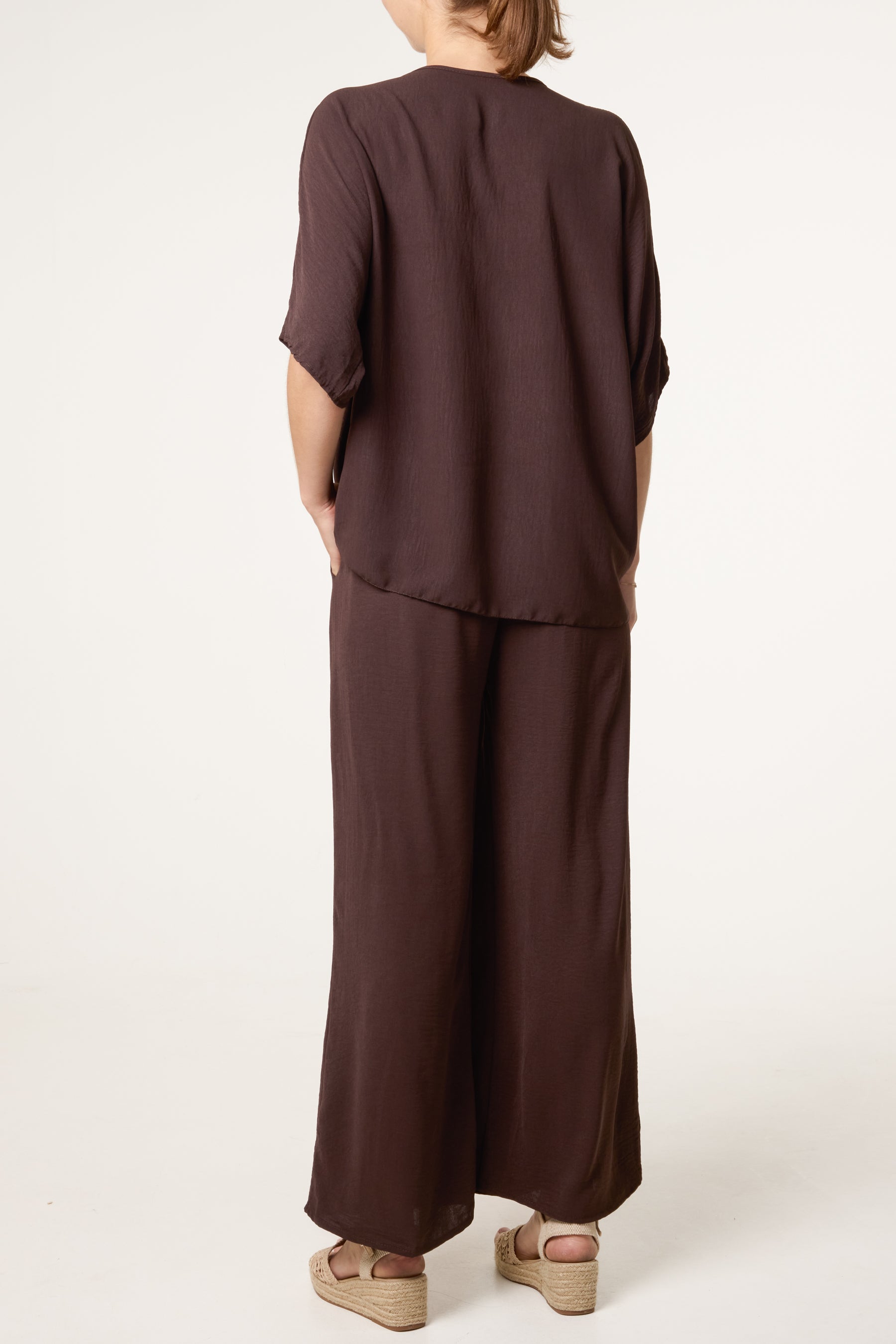 Button Tie Top & Trousers Set