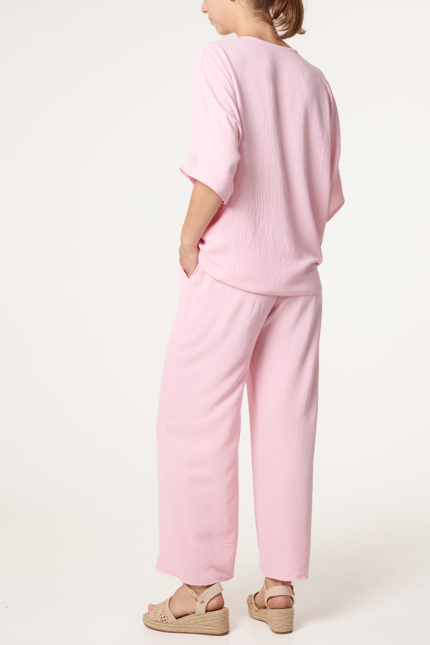 Button Tie Top & Trousers Set