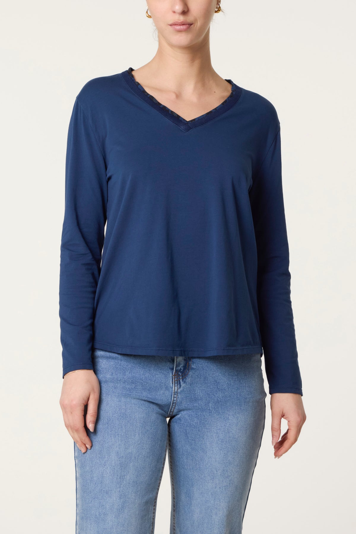 Leopard Insert V-Neck Top