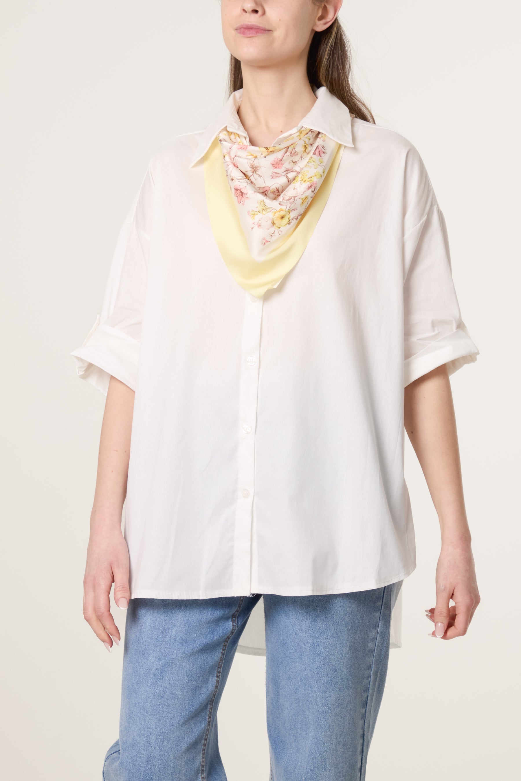 Floral Scarf Poplin Shirt