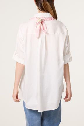 Floral Scarf Poplin Shirt