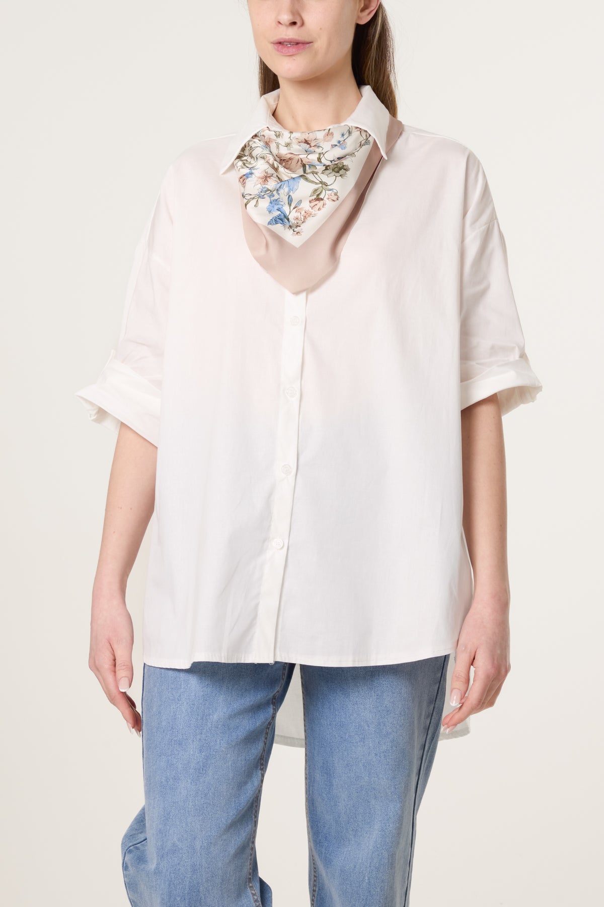 Floral Scarf Poplin Shirt
