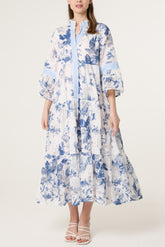 Floral Lace Tiered Maxi Dress