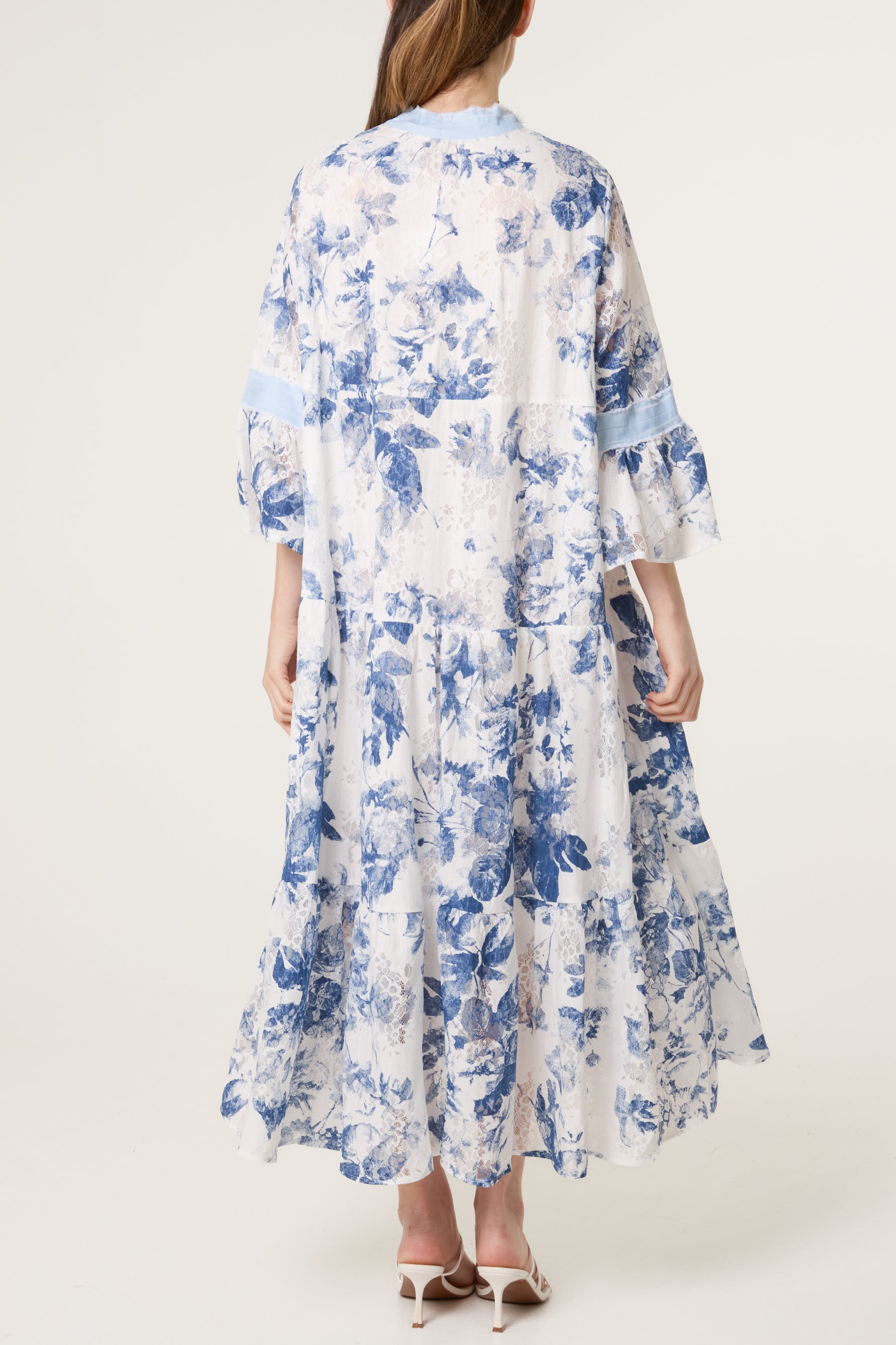 Floral Lace Tiered Maxi Dress