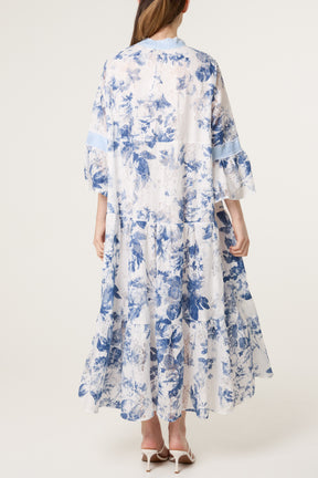 Floral Lace Tiered Maxi Dress