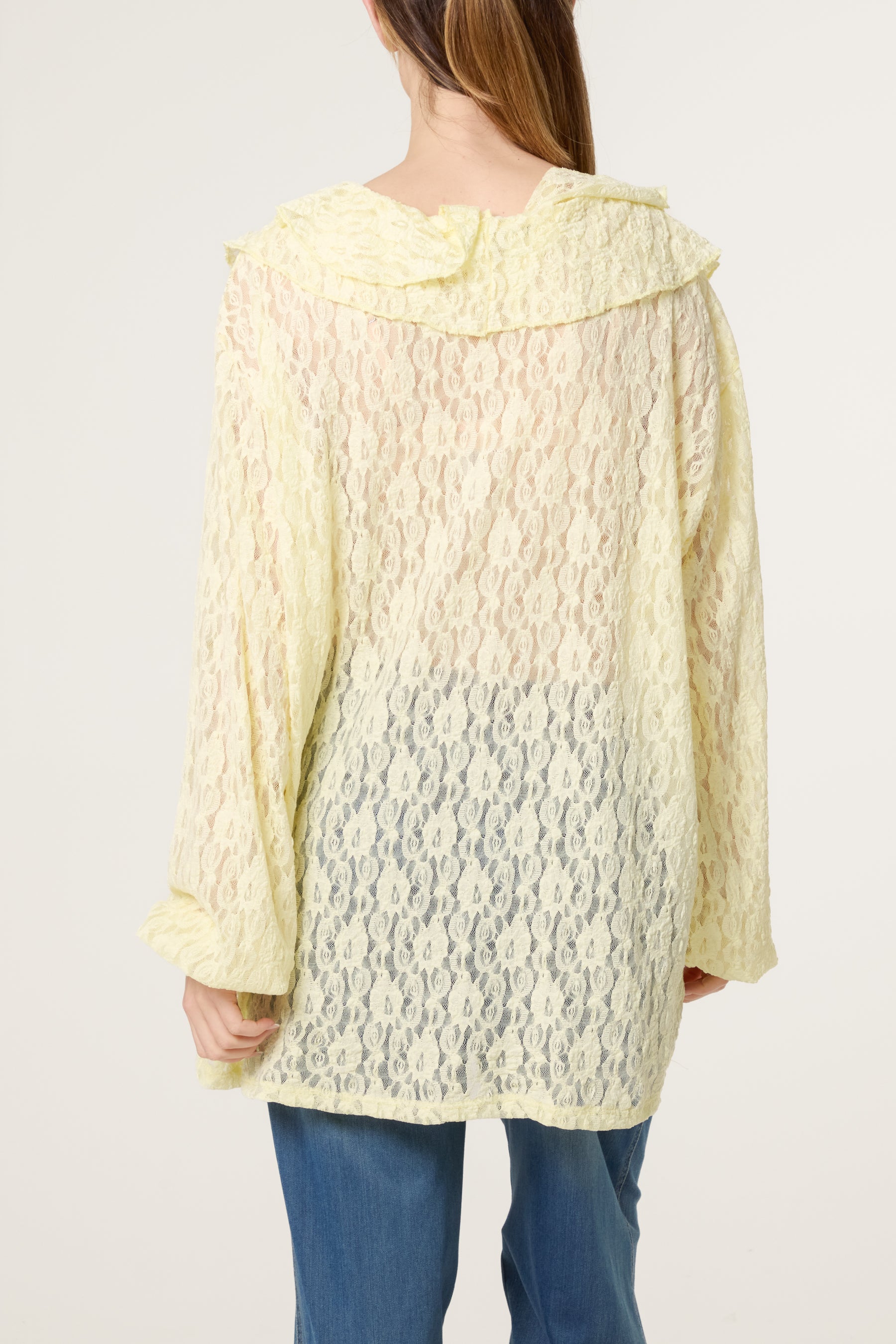 Ruffle Neck Lace Blouse