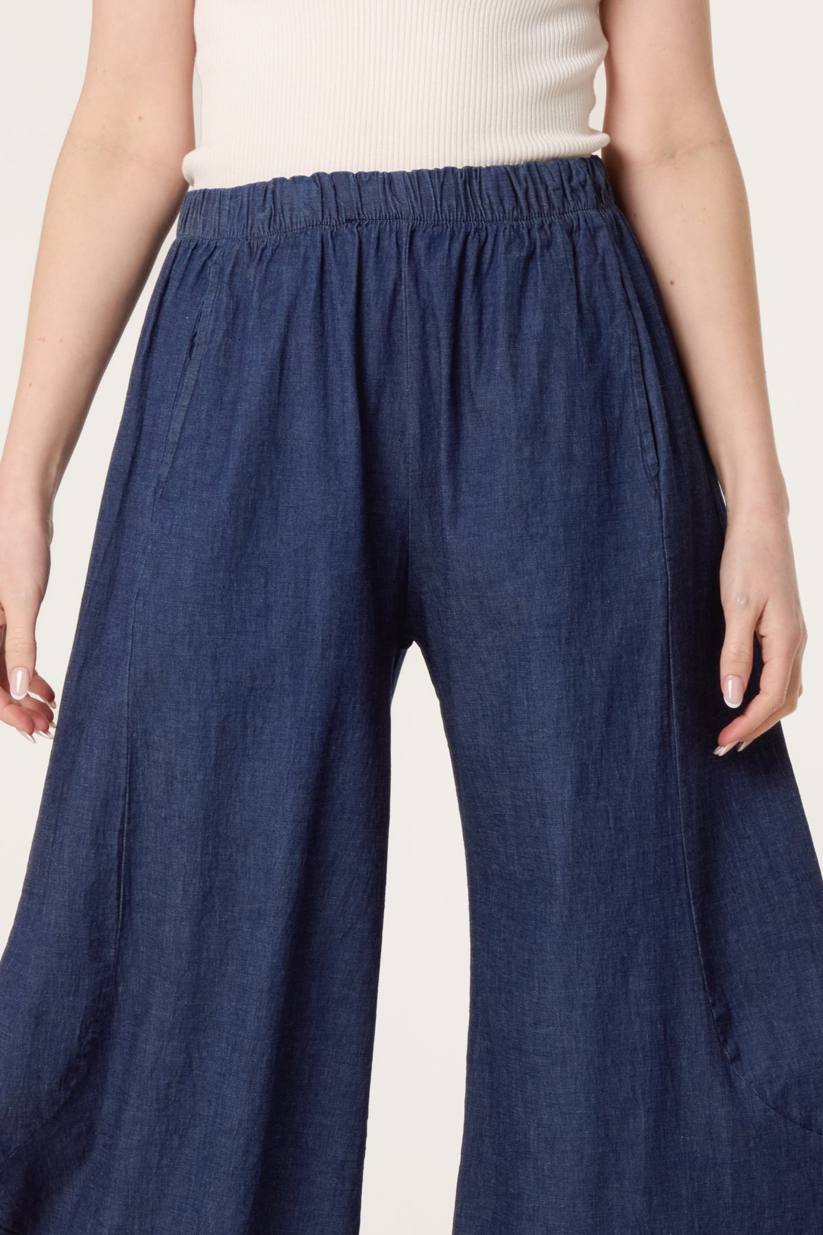 Barrel Leg Denim Trousers