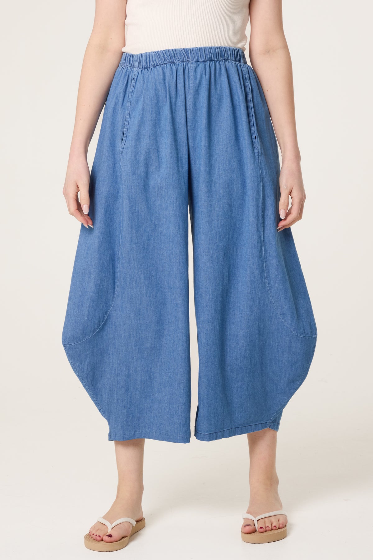 Barrel Leg Denim Trousers