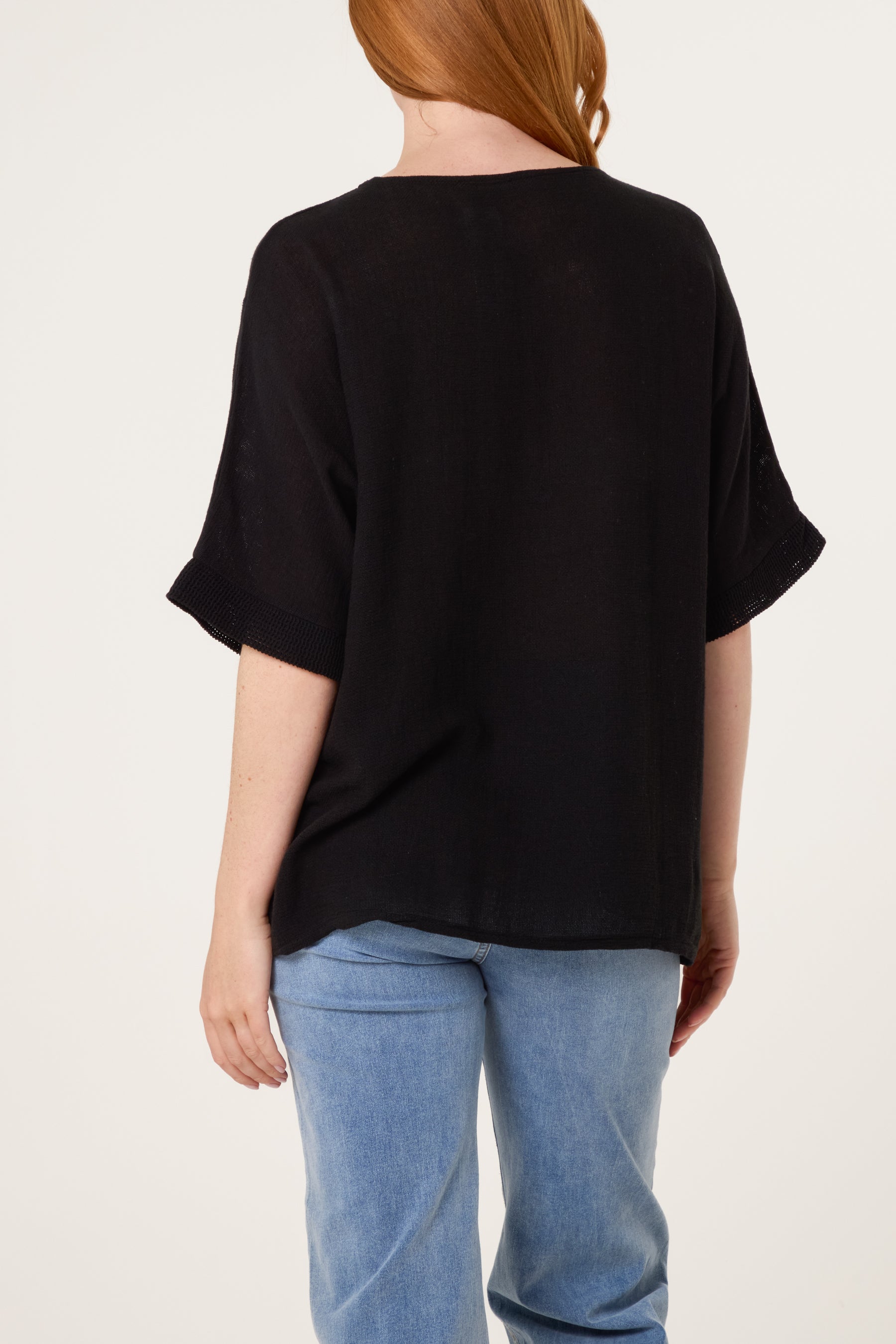 Linen Contrast Pocket Top