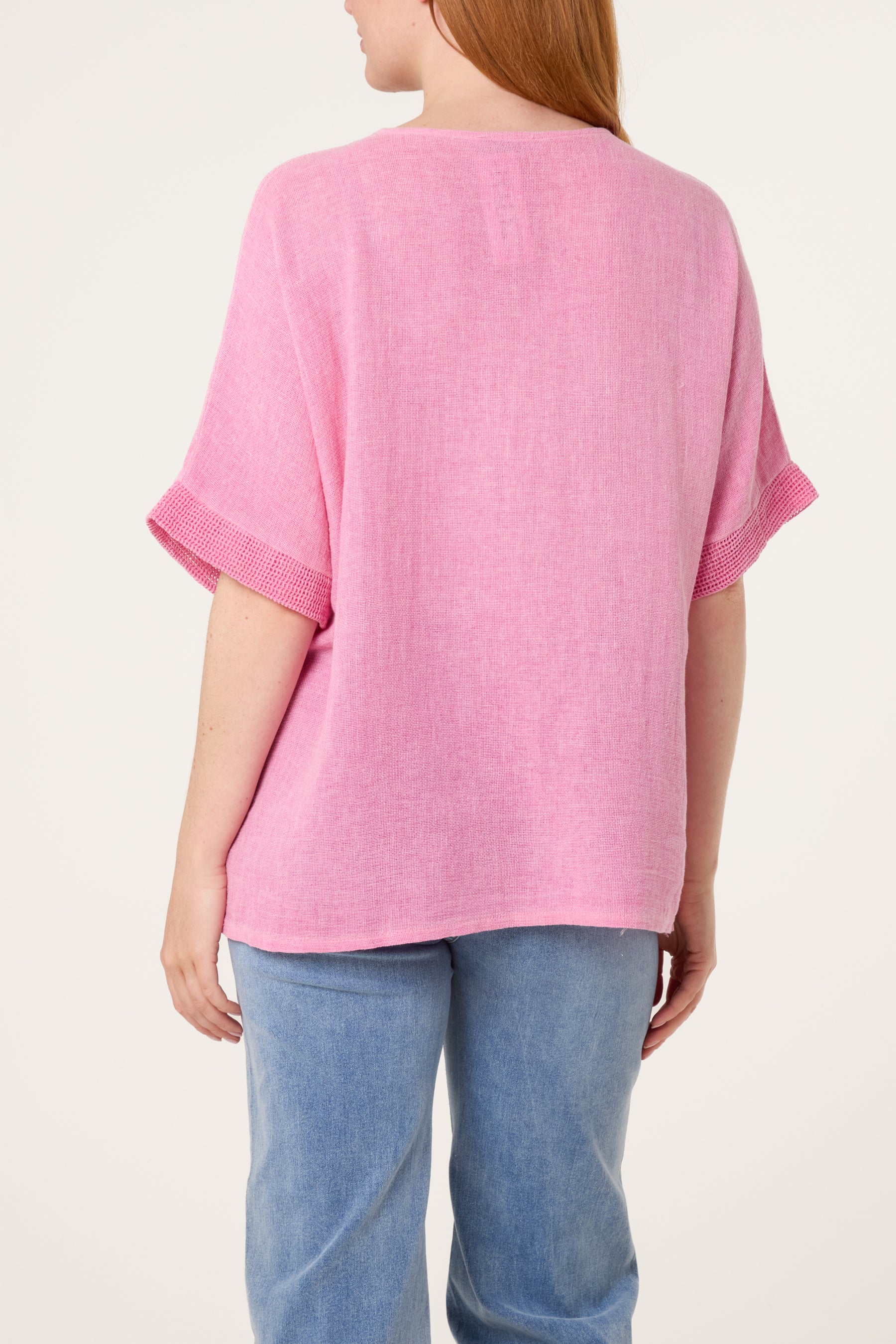 Linen Contrast Pocket Top