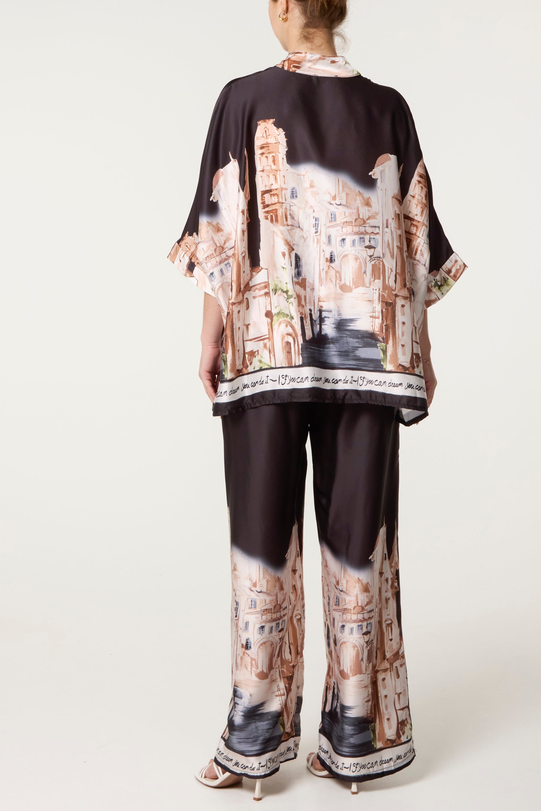 Satin-Like Landscape Print Co-Ord Set