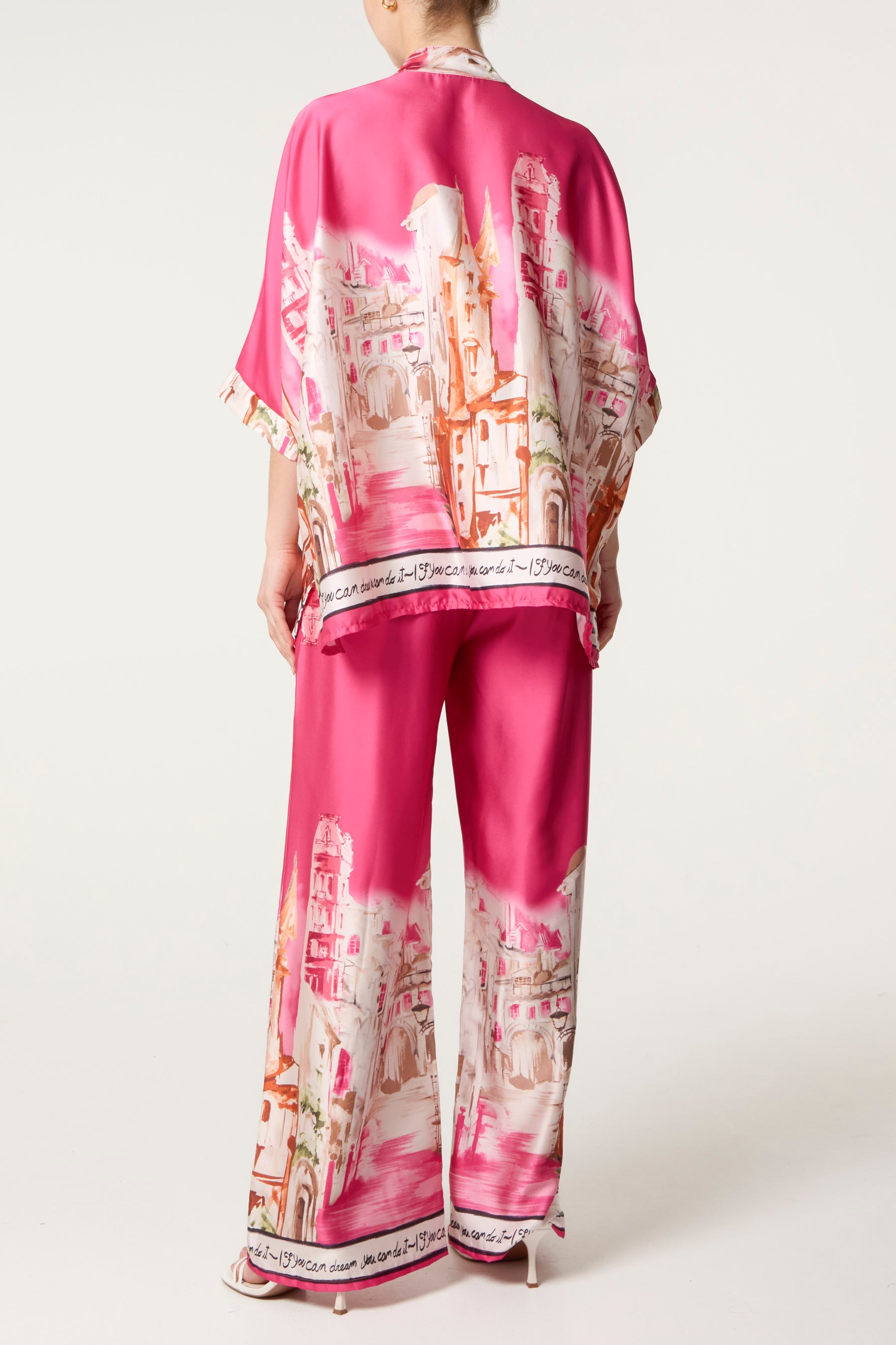 Satin-Like Landscape Print Co-Ord Set