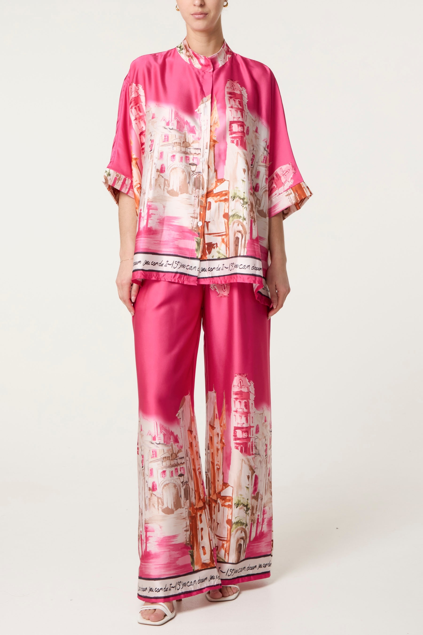 Satin-Like Landscape Print Co-Ord Set