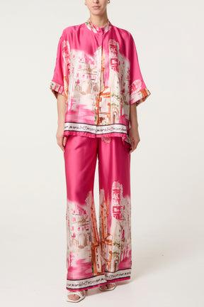 Satin-Like Landscape Print Co-Ord Set