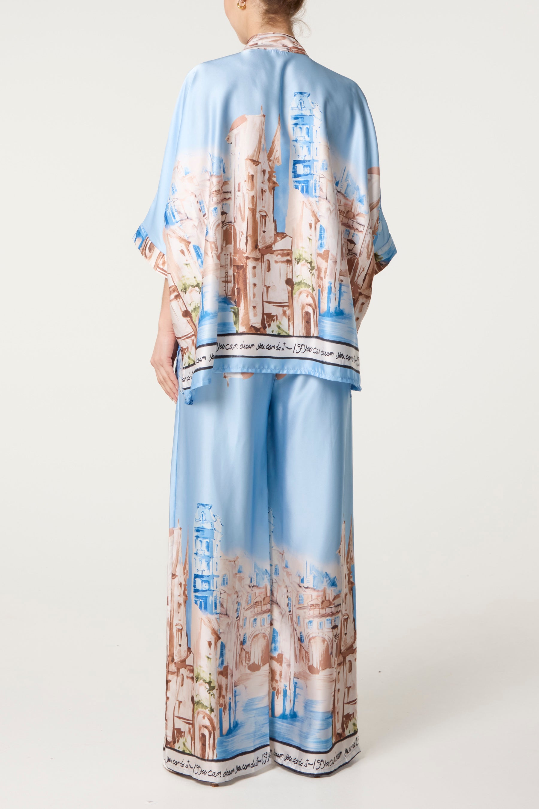 Satin-Like Landscape Print Co-Ord Set