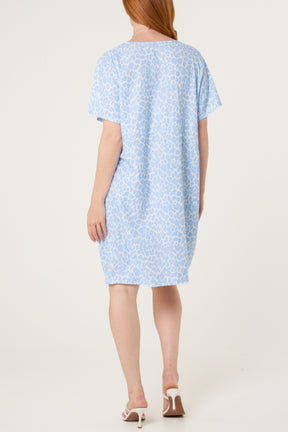 Leopard Print Necklace Jersey Fabric Dress