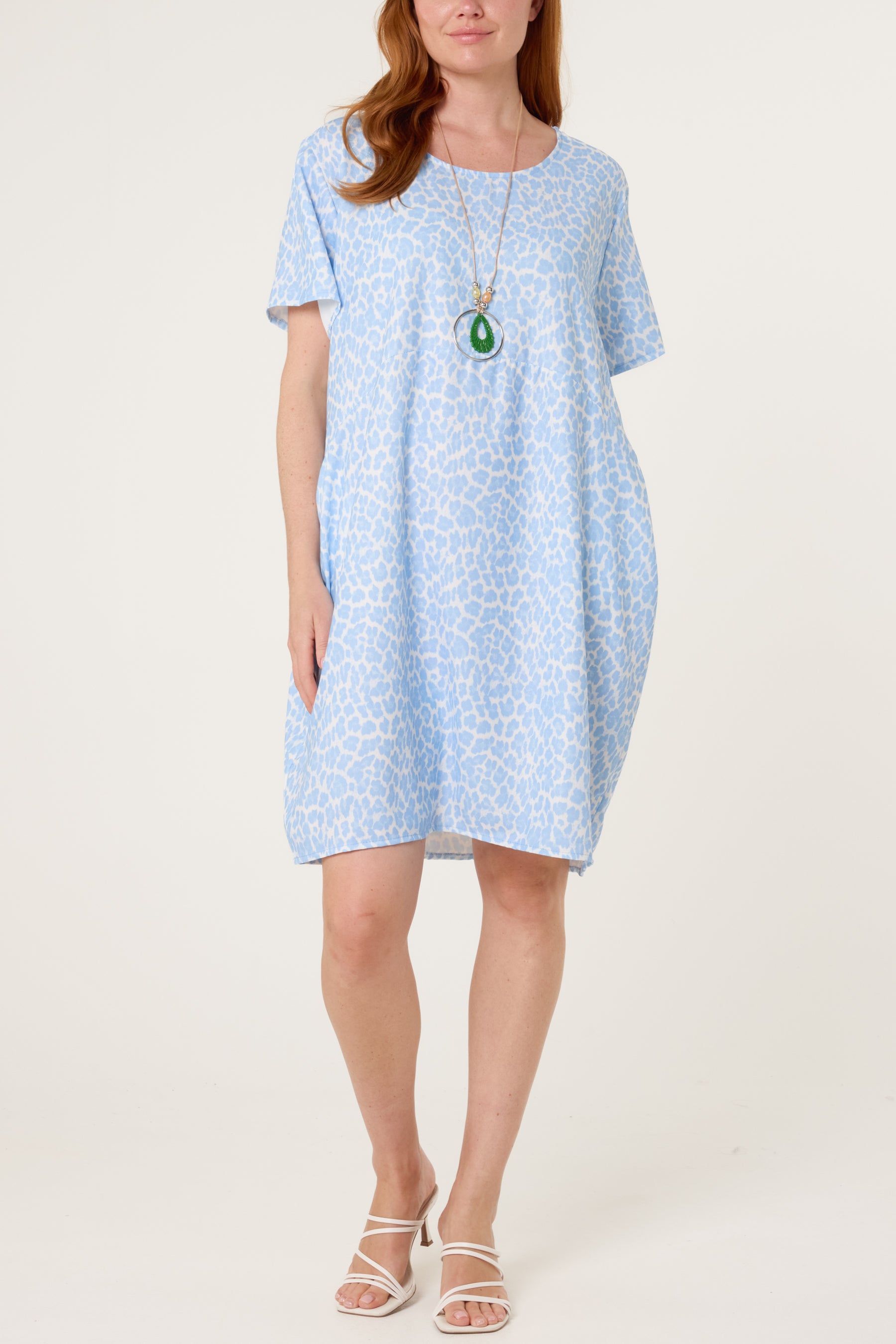 Leopard Print Necklace Jersey Fabric Dress