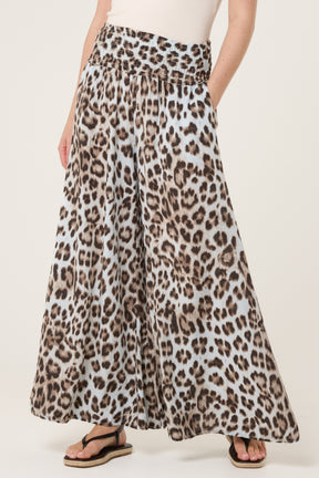 Leopard Print Elastic Wide Leg Trousers