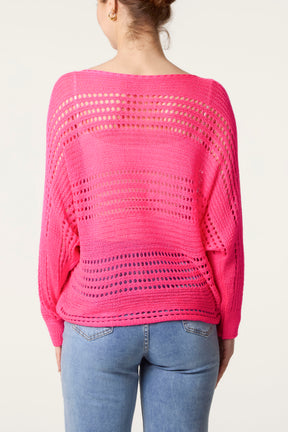 Crochet Knit Long Sleeve Top