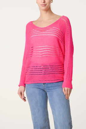 Crochet Knit Long Sleeve Top