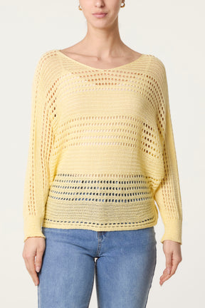 Crochet Knit Long Sleeve Top