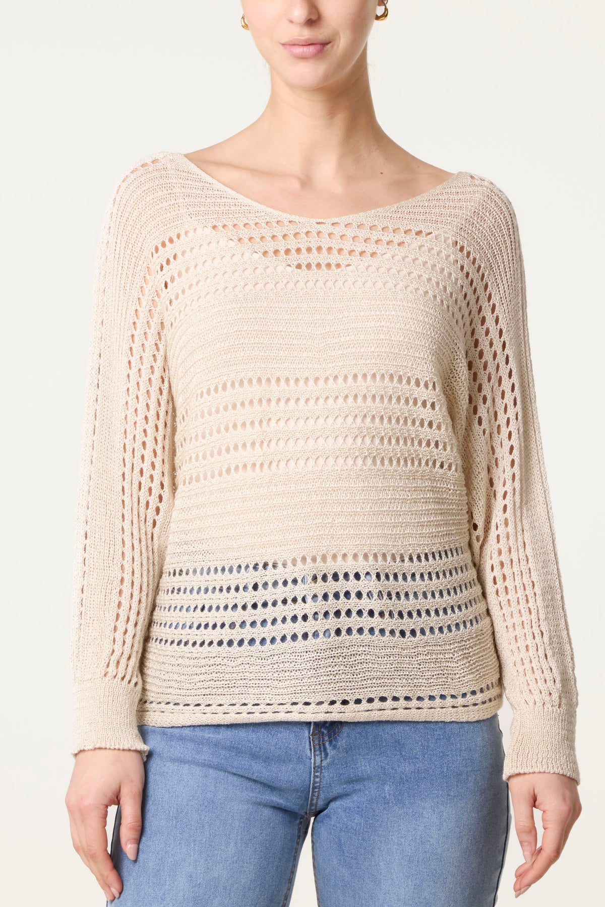 Crochet Knit Long Sleeve Top