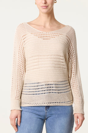 Crochet Knit Long Sleeve Top