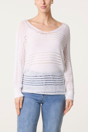 Crochet Knit Long Sleeve Top