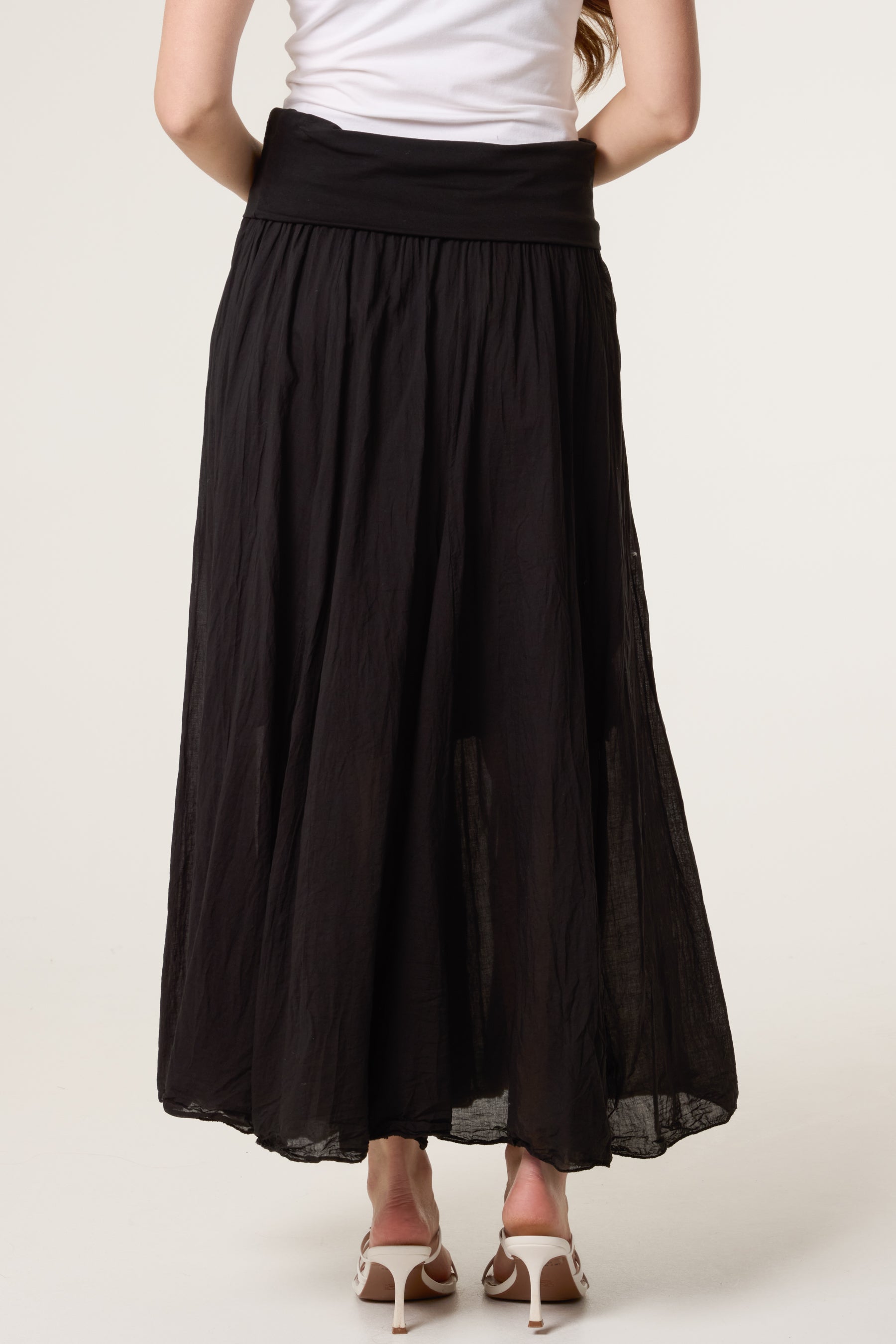 Crinkle Waistband Maxi Skirt