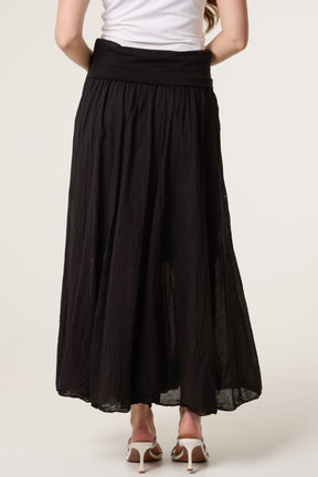 Crinkle Waistband Maxi Skirt