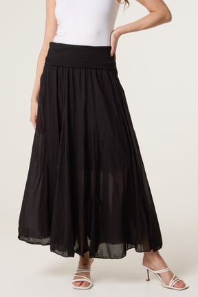 Crinkle Waistband Maxi Skirt