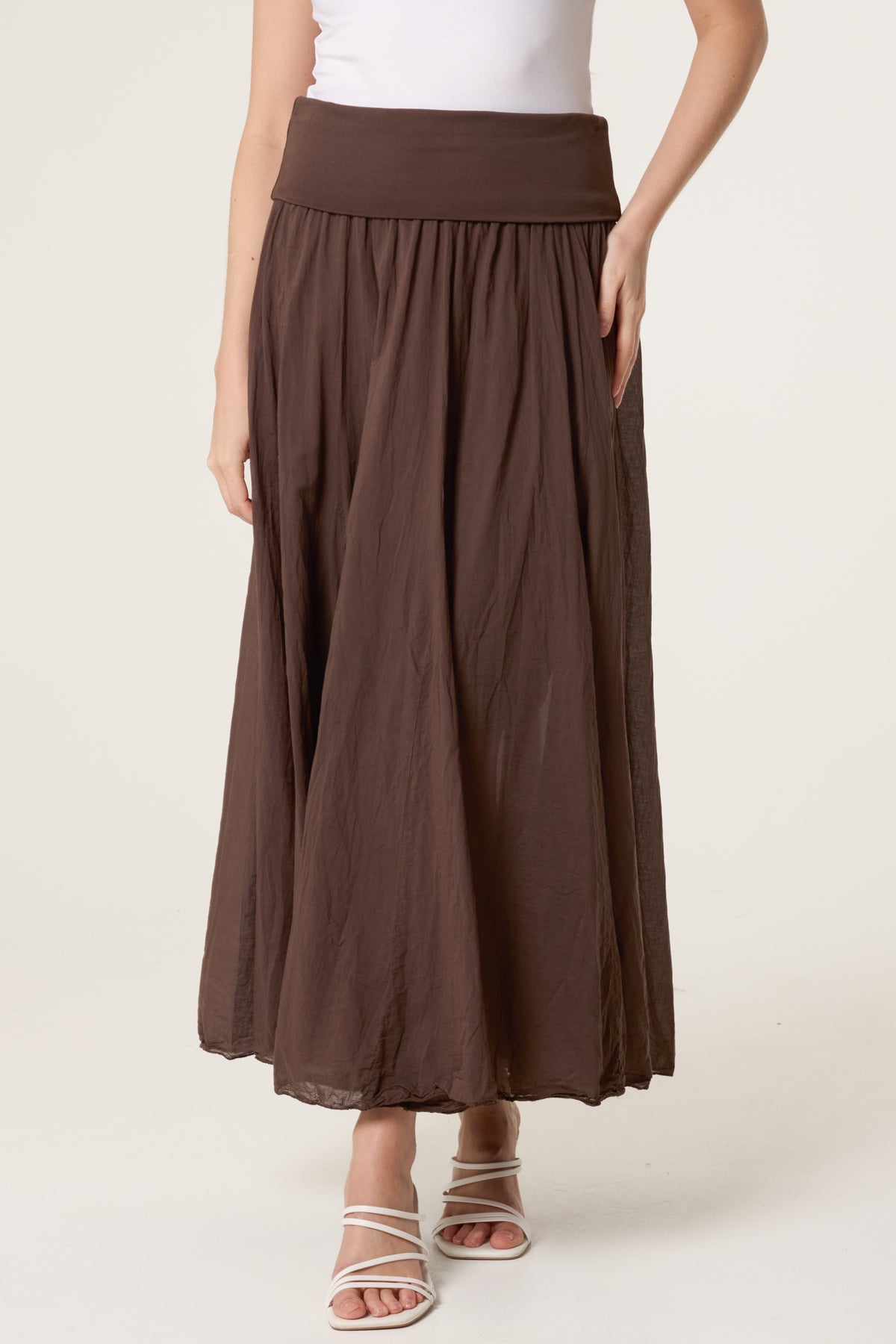 Crinkle Waistband Maxi Skirt