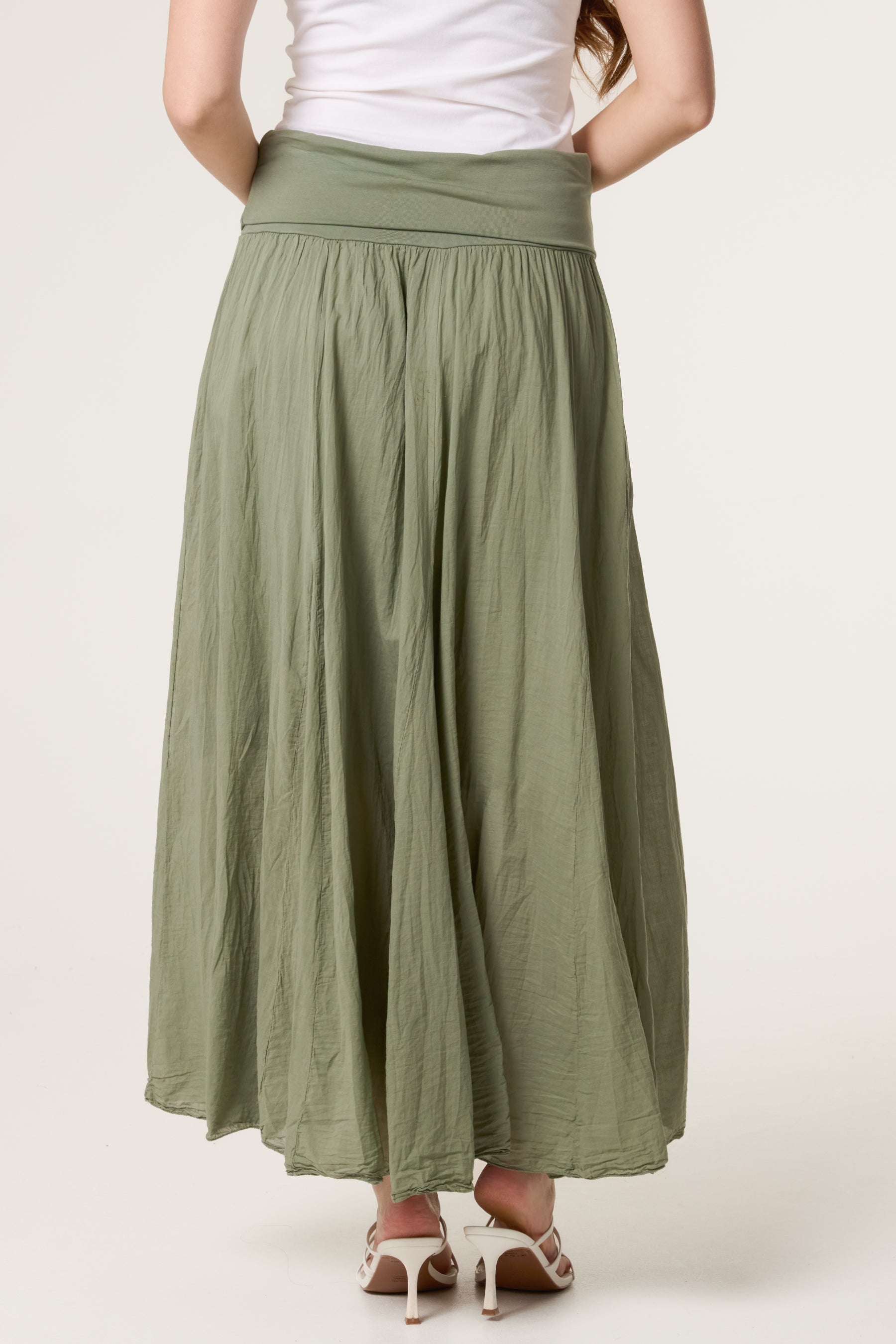 Crinkle Waistband Maxi Skirt