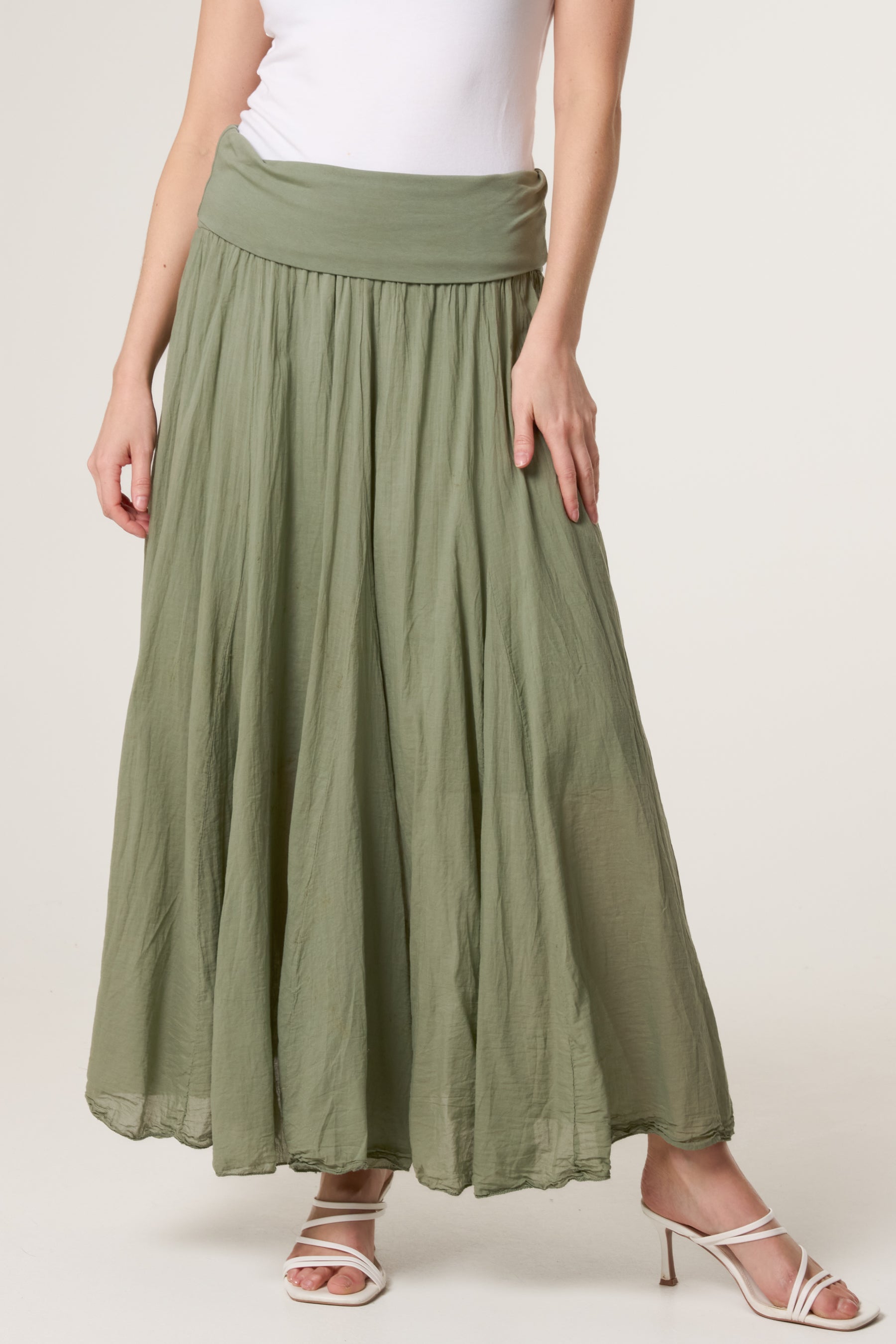 Crinkle Waistband Maxi Skirt
