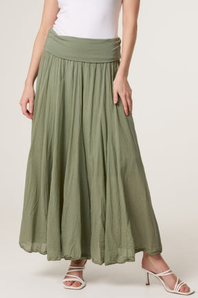 Crinkle Waistband Maxi Skirt
