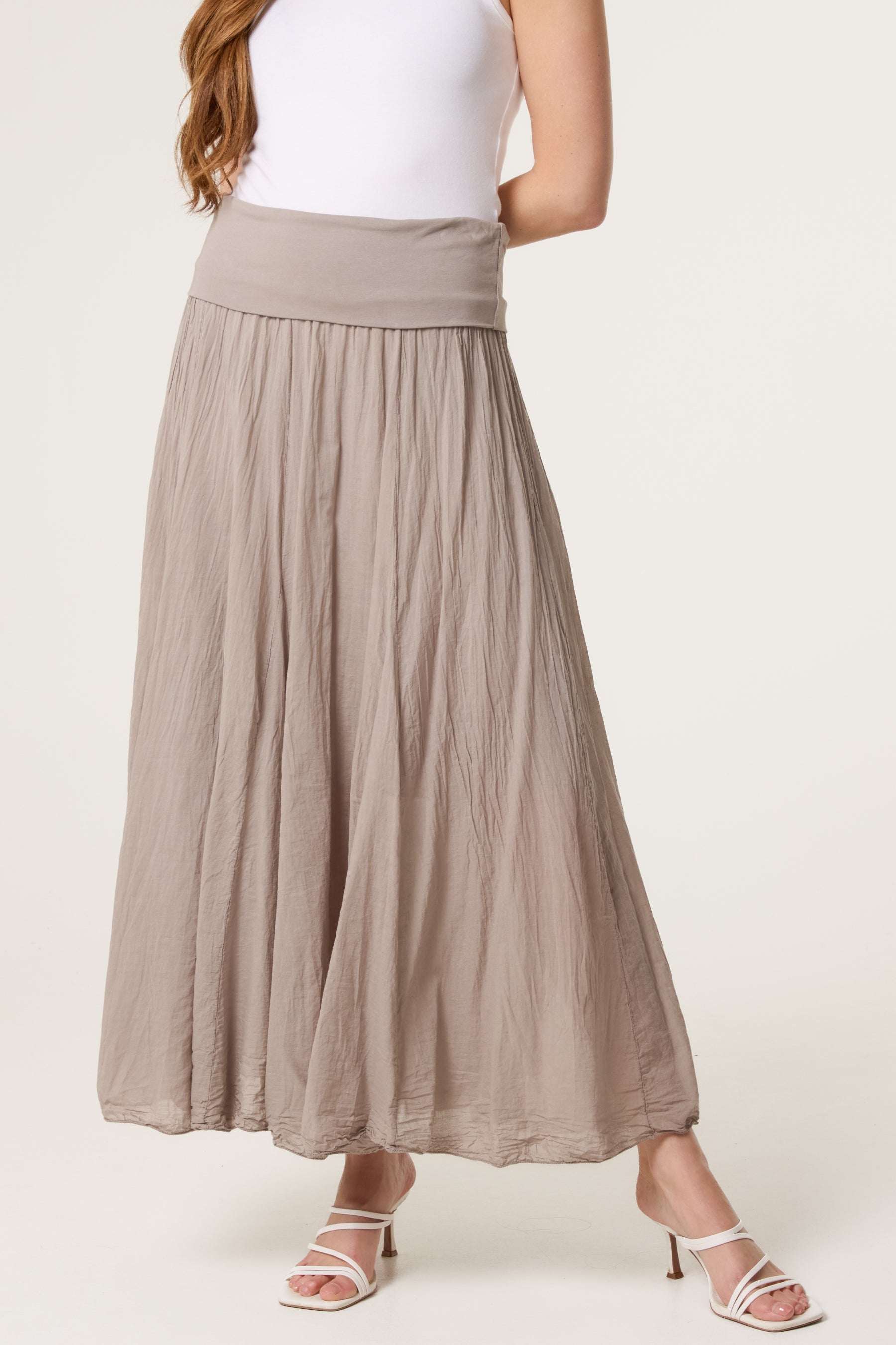 Crinkle Waistband Maxi Skirt