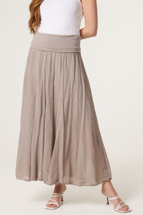 Crinkle Waistband Maxi Skirt