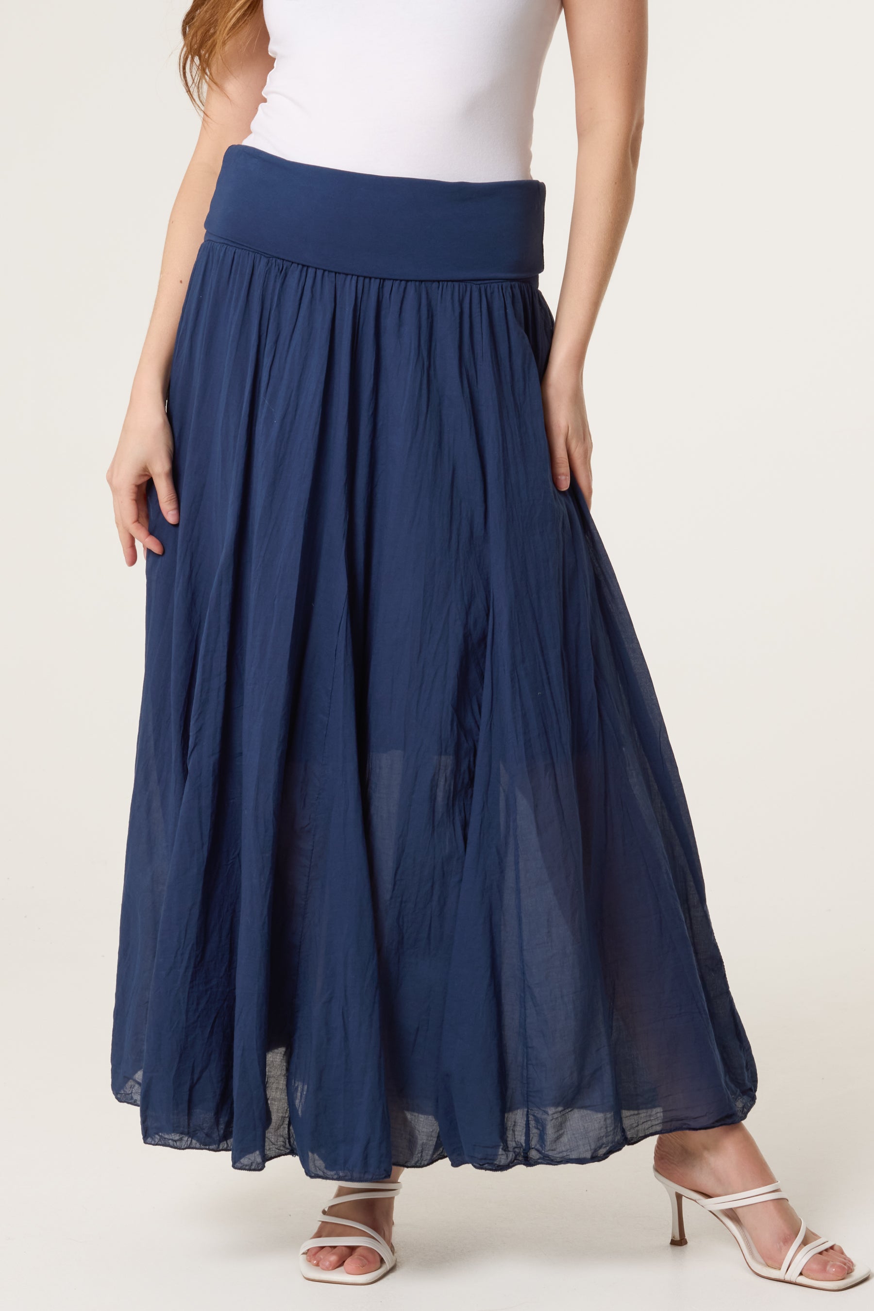 Crinkle Waistband Maxi Skirt