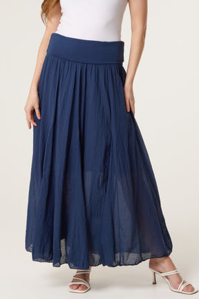 Crinkle Waistband Maxi Skirt