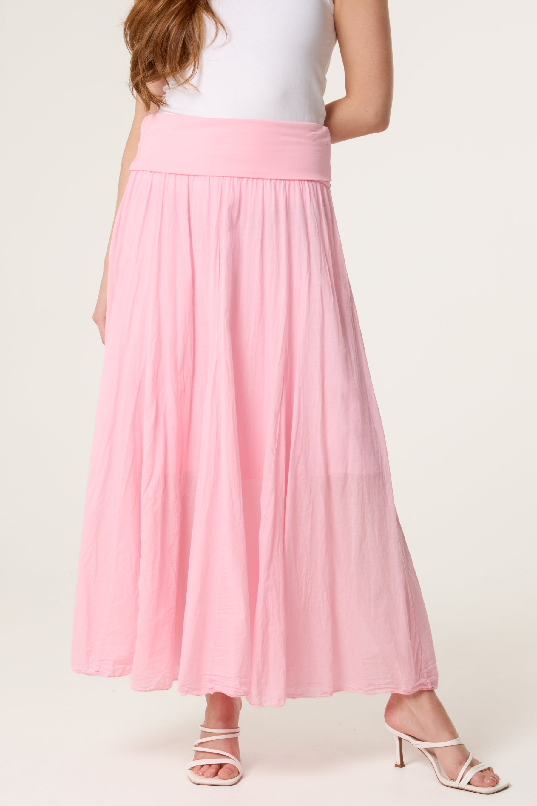Crinkle Waistband Maxi Skirt